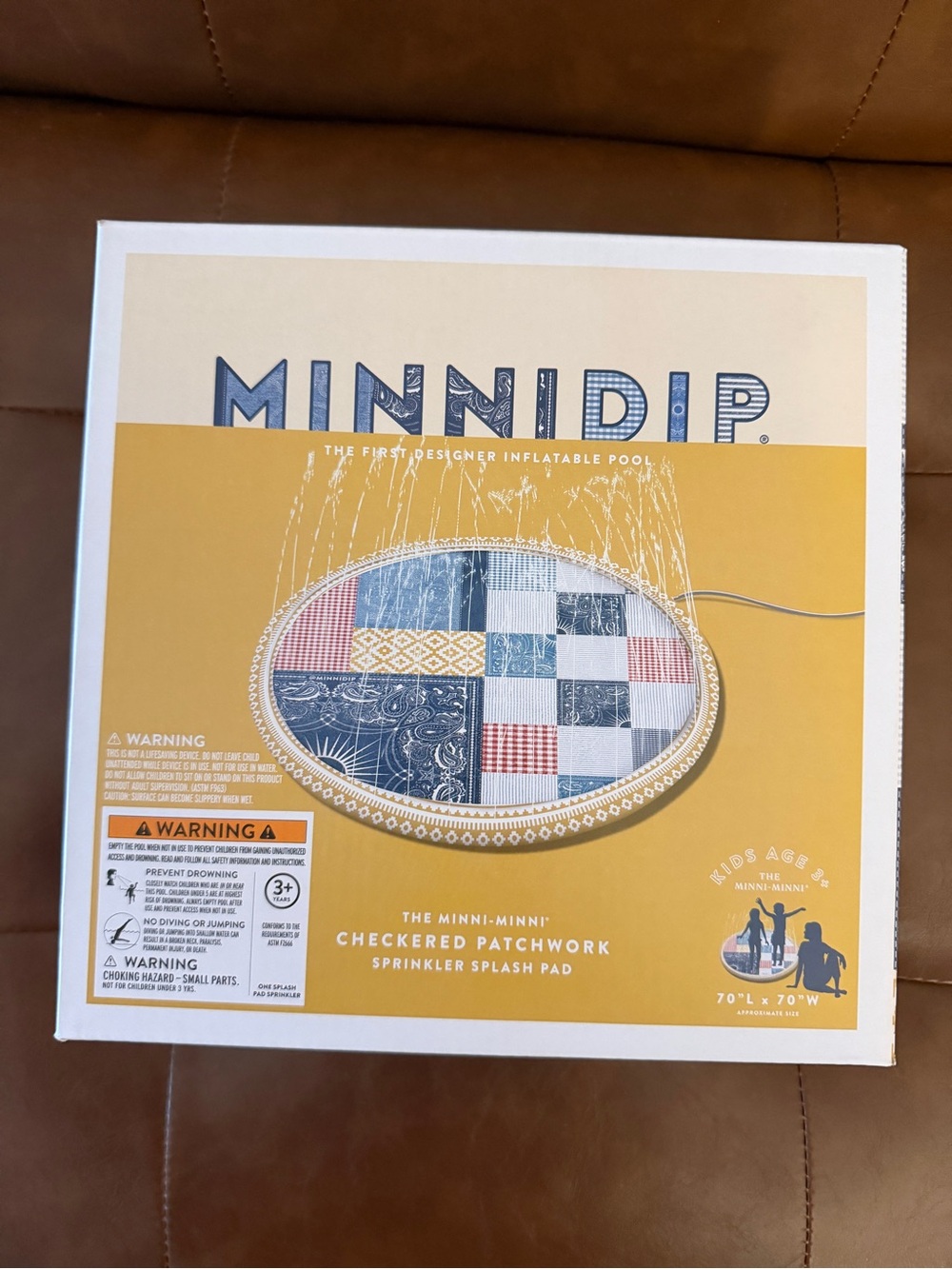 MINNIDIP Mini-Minni Checkered Patchwork Sprinkler Splash Pad 70” New in Box